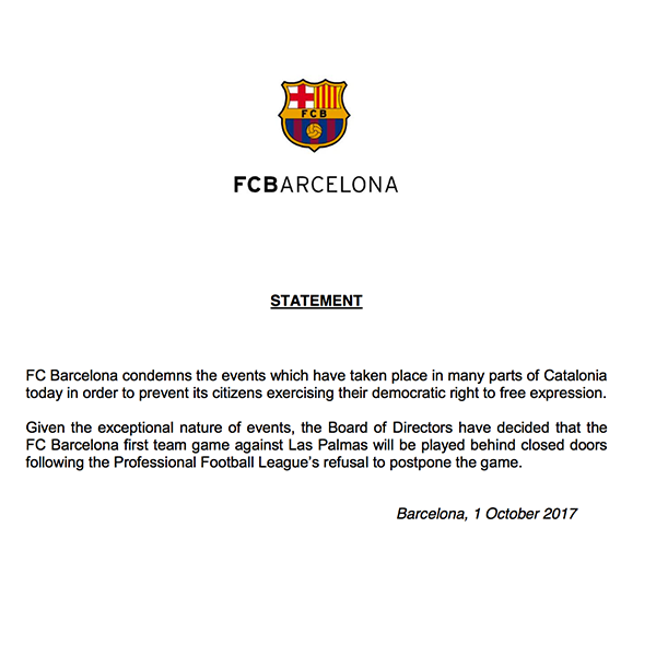 FC Barcelona on recent events