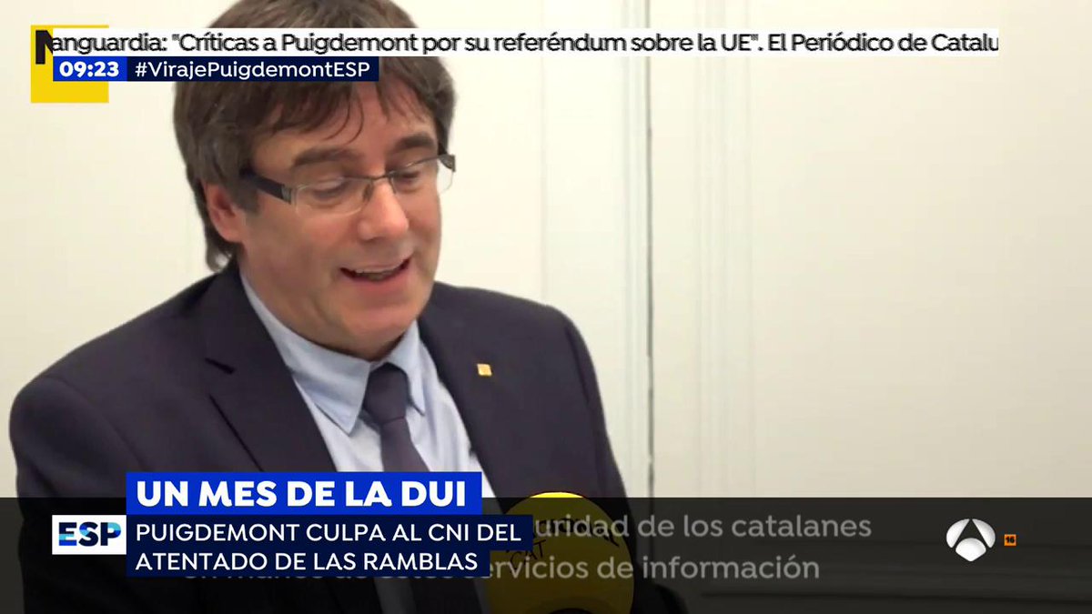 Puigdemont suggests Spanish intelligence services were disloyal regarding terror attacks in Catalonia in August: we don't know if we would have been able to avoid an attack and more dead